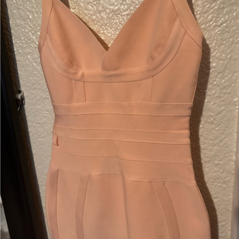 Peach Bandage Sexy Midi Dress
